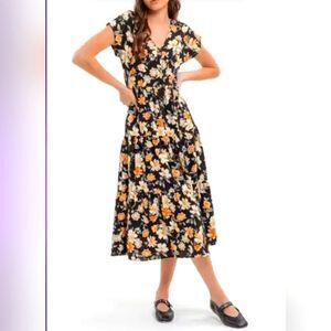 Blu Pepper Floral Button-Up Midi Dress